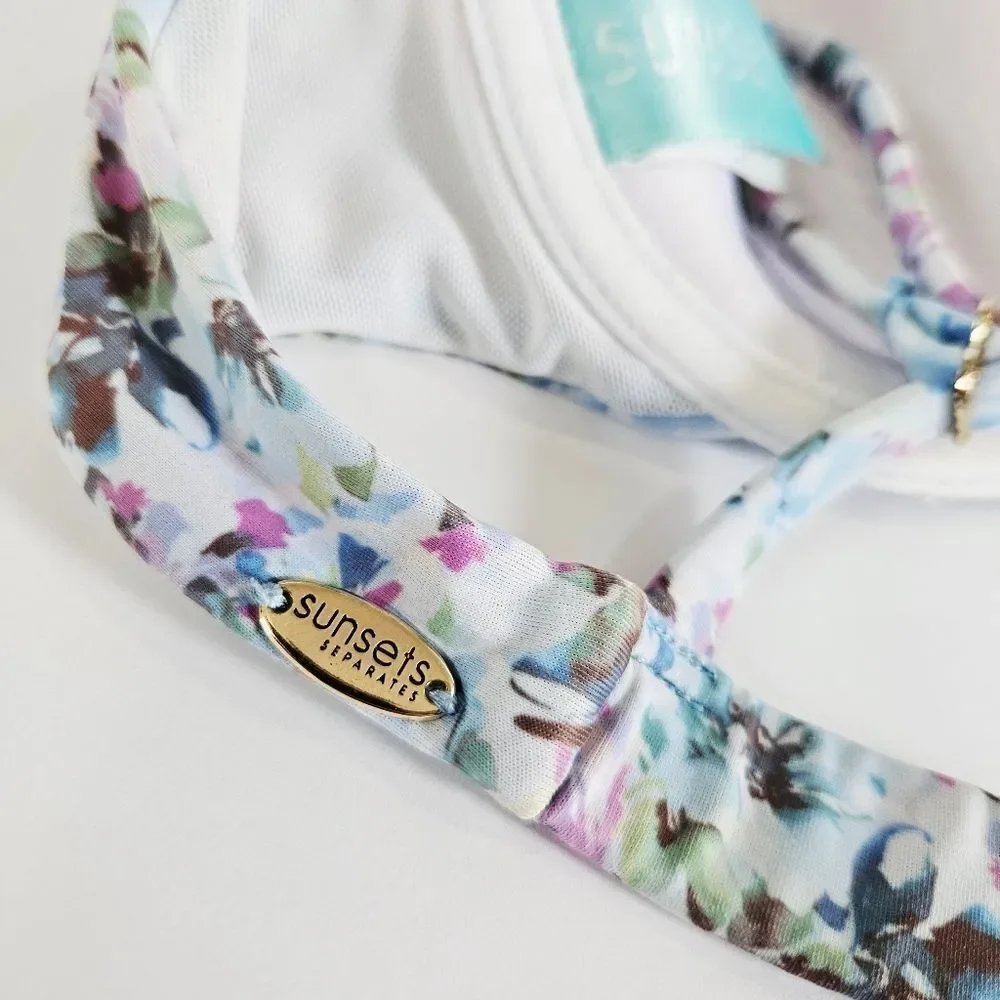 Sunsets Unforgettable Flawless Floral Adjustable Strap Underwire Bikini Top M